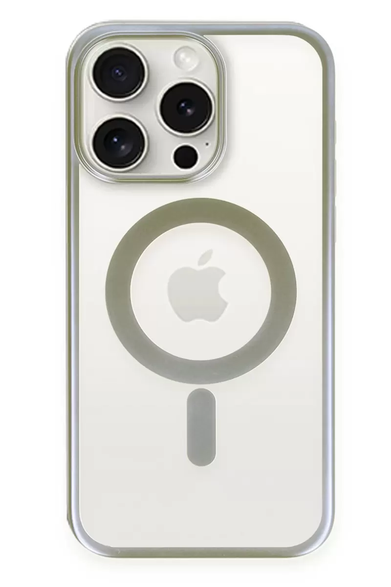 Newface Apple iPhone 15 Pro Max Kılıf Erozi Magsafe Kapak - Gri