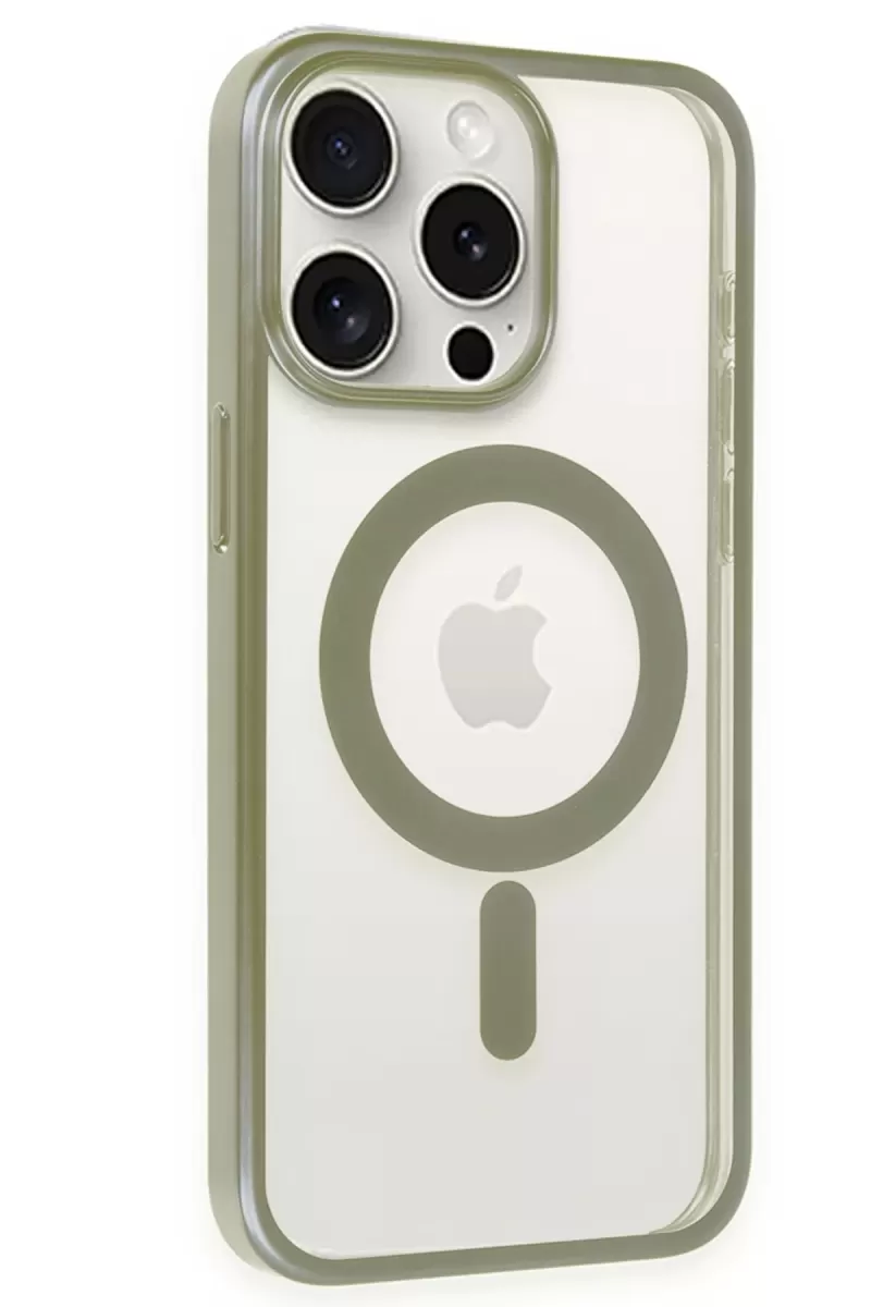 Newface Apple iPhone 15 Pro Max Kılıf Erozi Magsafe Kapak - Gri