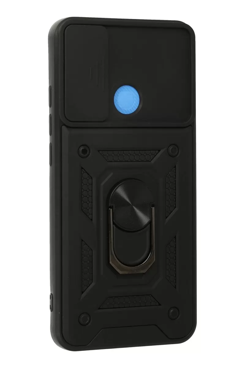 Newface Xiaomi Redmi 9C Kılıf Pars Lens Yüzüklü Silikon - Siyah