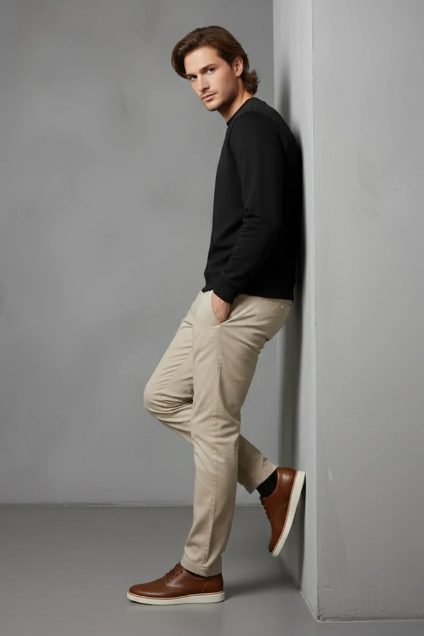 Unisex Kışlık Siyah Üç İplik Şardonlu Kalın Bisiklet Yaka Basic Sweatshirt