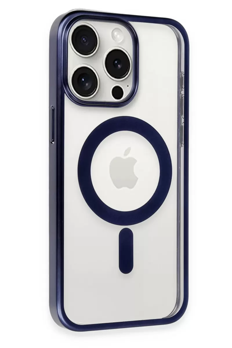 Newface Apple iPhone 15 Pro Max Kılıf Erozi Magsafe Kapak - Lacivert