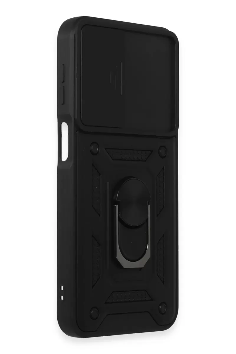 Newface Samsung Galaxy M34 5G Kılıf Pars Lens Yüzüklü Silikon - Siyah