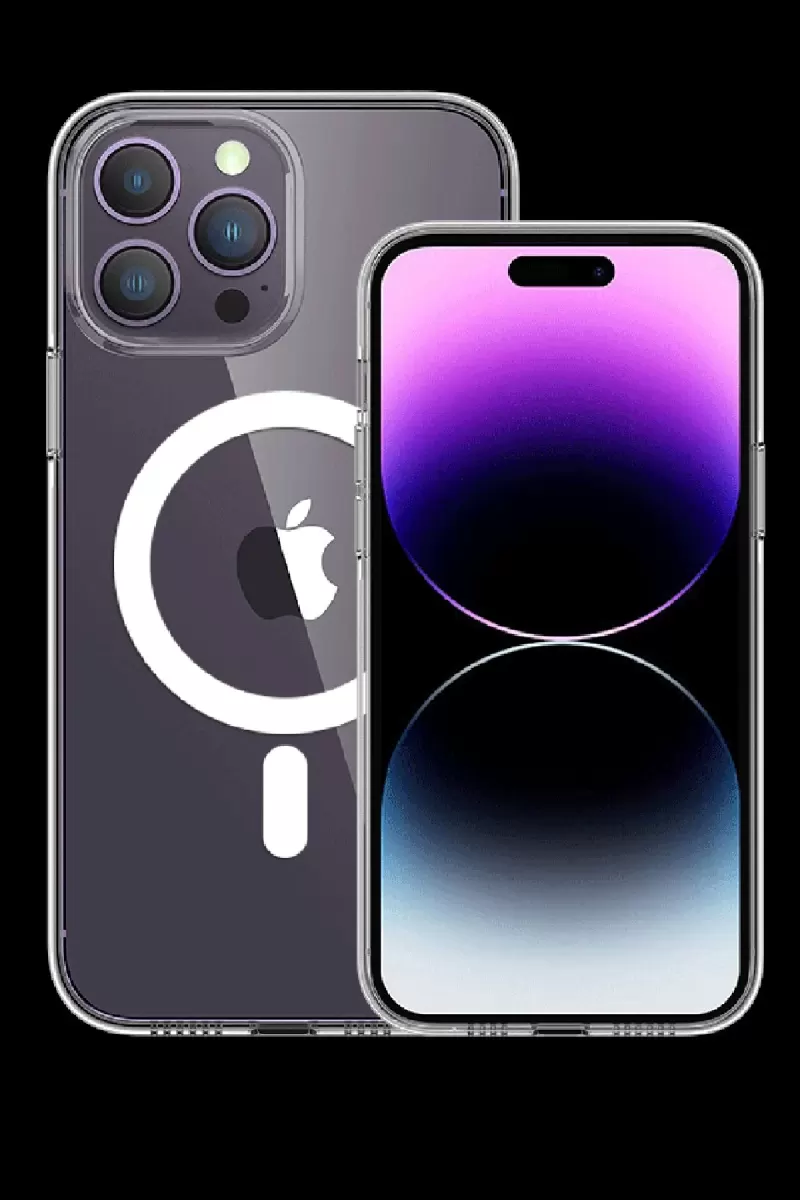 Newface Apple iPhone 15 Pro Max Kılıf Tron Şeffaf Magsafe Kapak - Şeffaf