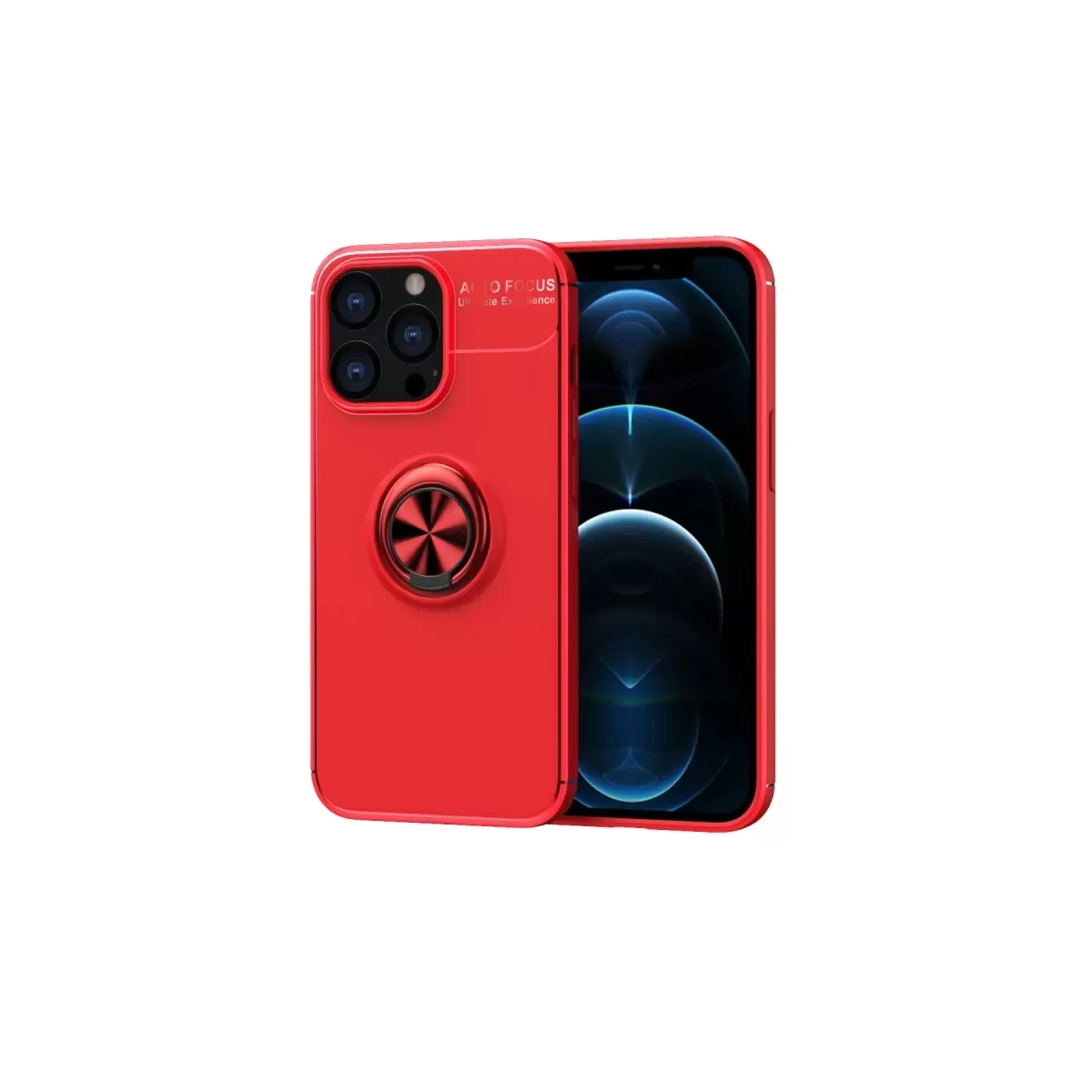 Newface Apple iPhone 13 Pro Max Kılıf Range Yüzüklü Silikon - Kırmızı