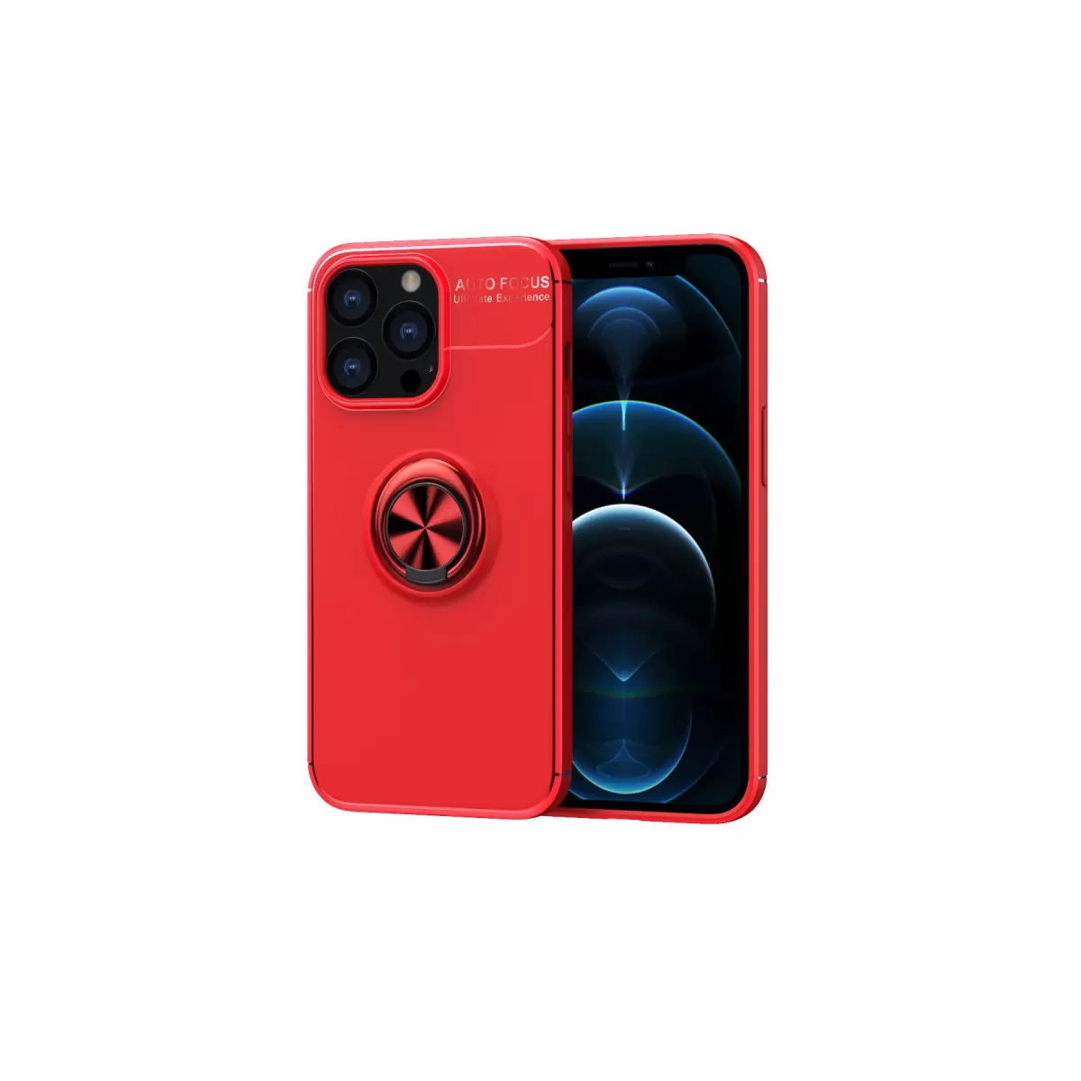 Newface Apple iPhone 13 Pro Max Kılıf Range Yüzüklü Silikon - Kırmızı