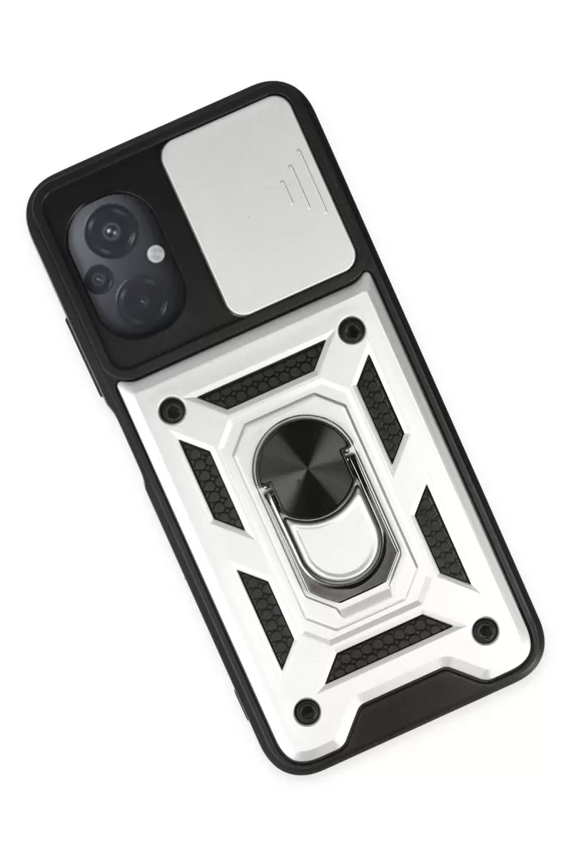 Newface Xiaomi Poco M5 Kılıf Pars Lens Yüzüklü Silikon - Gümüş