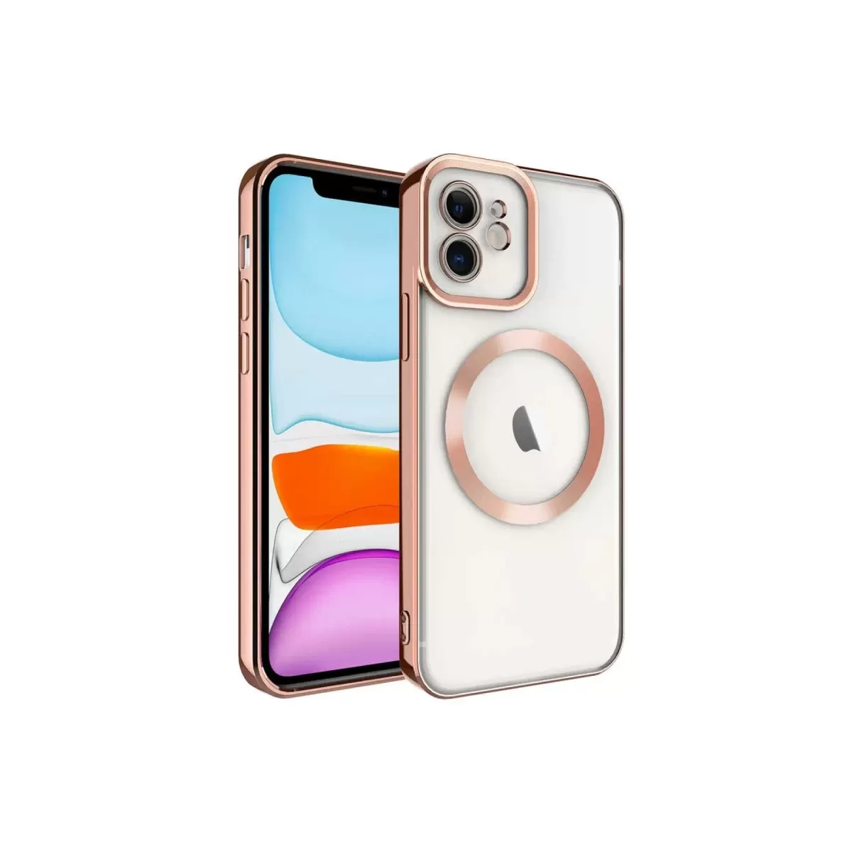 Newface Apple iPhone 12 Kılıf Kross Magneticsafe Kapak - Rose