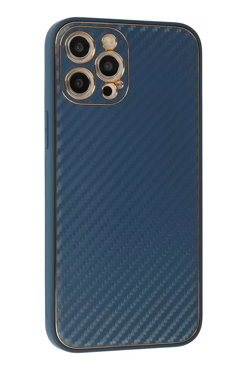 Newface Apple iPhone 12 Pro Kılıf Coco Karbon Silikon - Mavi