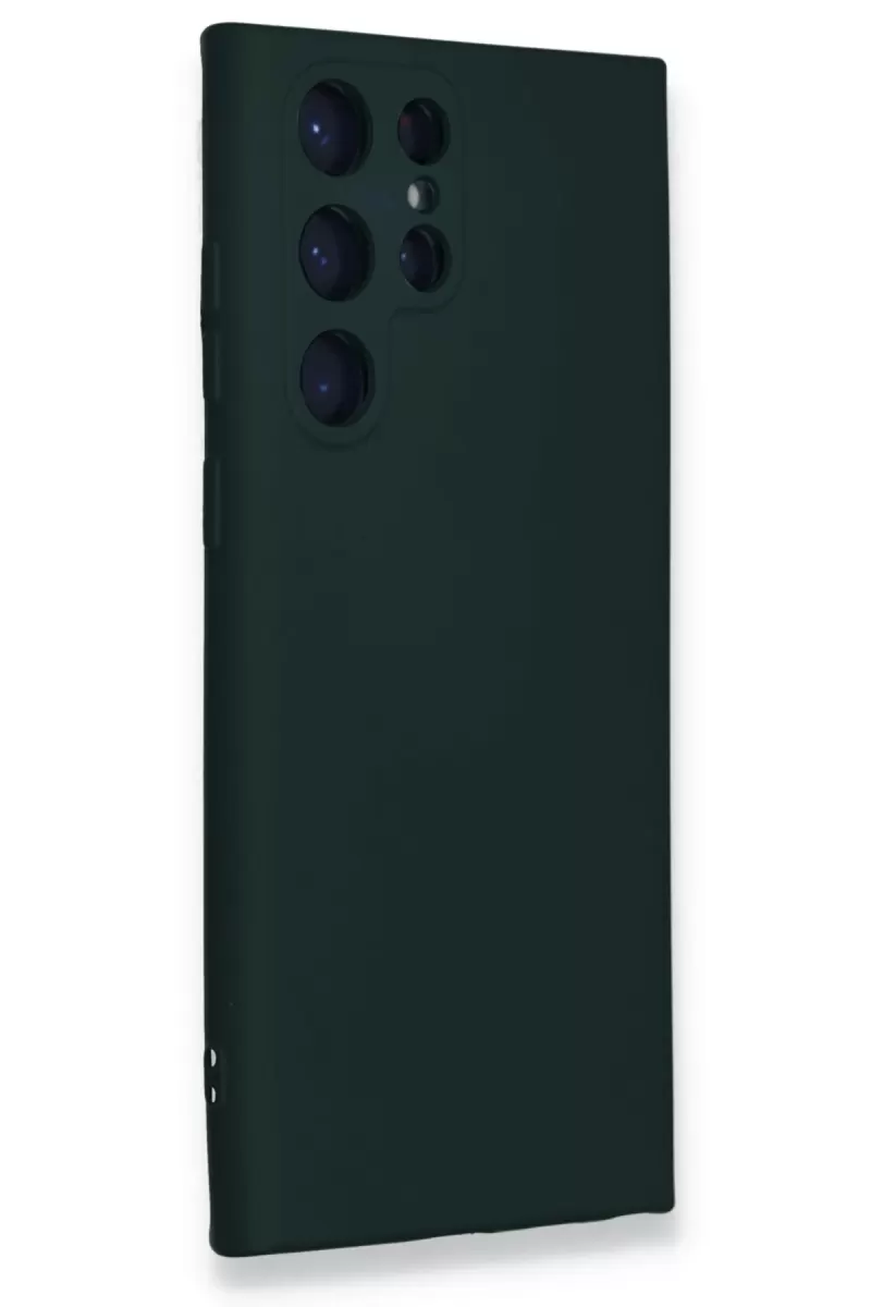 Newface Samsung Galaxy S23 Ultra Kılıf Nano içi Kadife Silikon - Koyu Yeşil