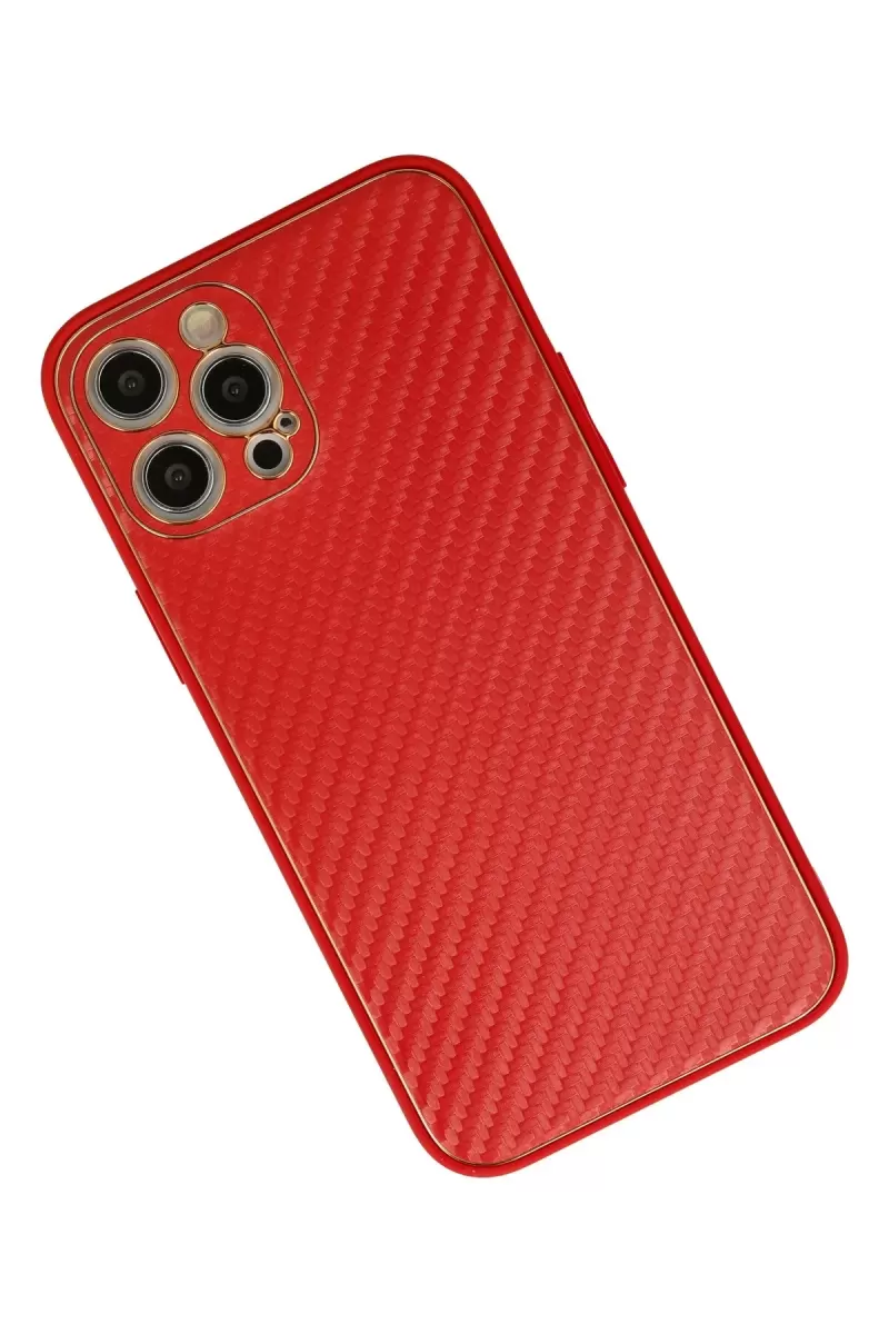 Newface Apple iPhone 12 Pro Max Kılıf Coco Karbon Silikon - Kırmızı