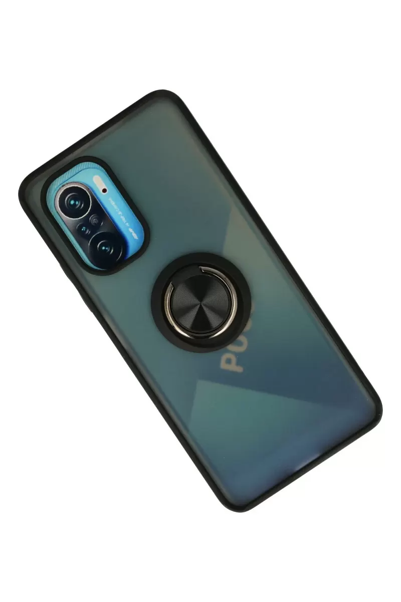 Newface Xiaomi Redmi K40 Kılıf Montreal Yüzüklü Silikon Kapak - Siyah