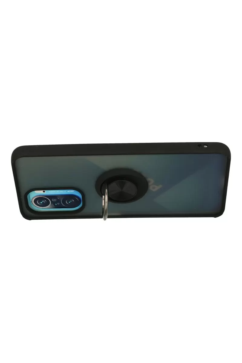 Newface Xiaomi Redmi K40 Kılıf Montreal Yüzüklü Silikon Kapak - Siyah