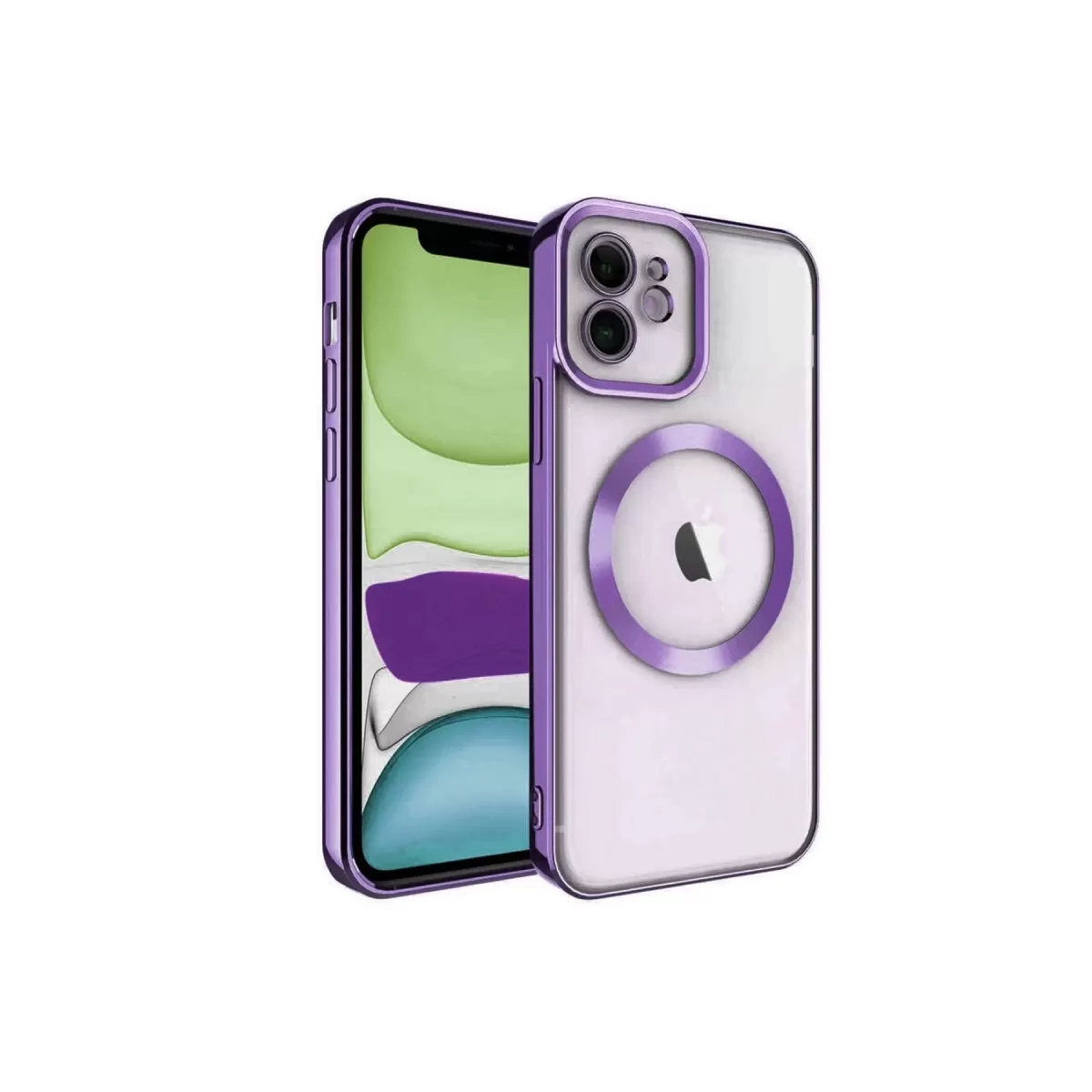Newface Apple iPhone 12 Kılıf Kross Magneticsafe Kapak - Mor