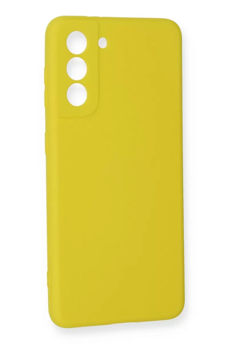 Newface Samsung Galaxy S21 FE Kılıf Nano içi Kadife Silikon - Sarı