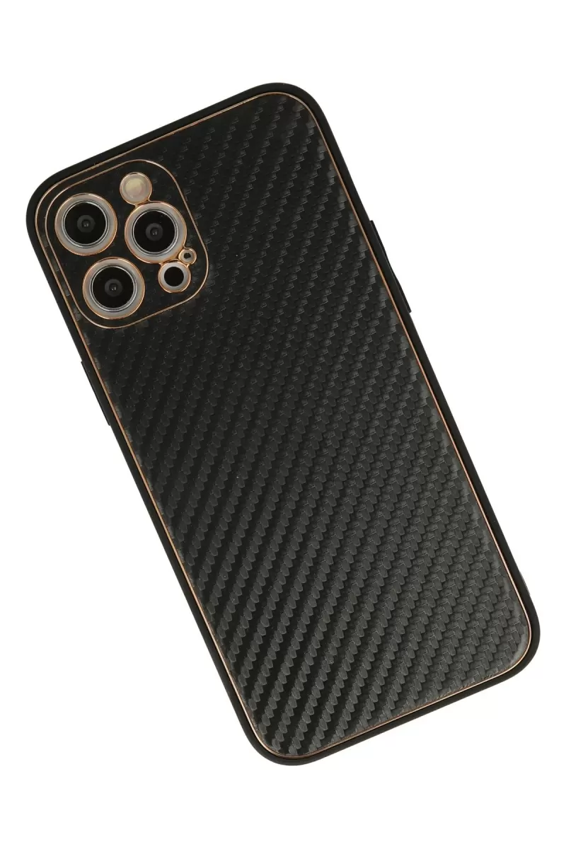 Newface Apple iPhone 12 Pro Max Kılıf Coco Karbon Silikon - Siyah
