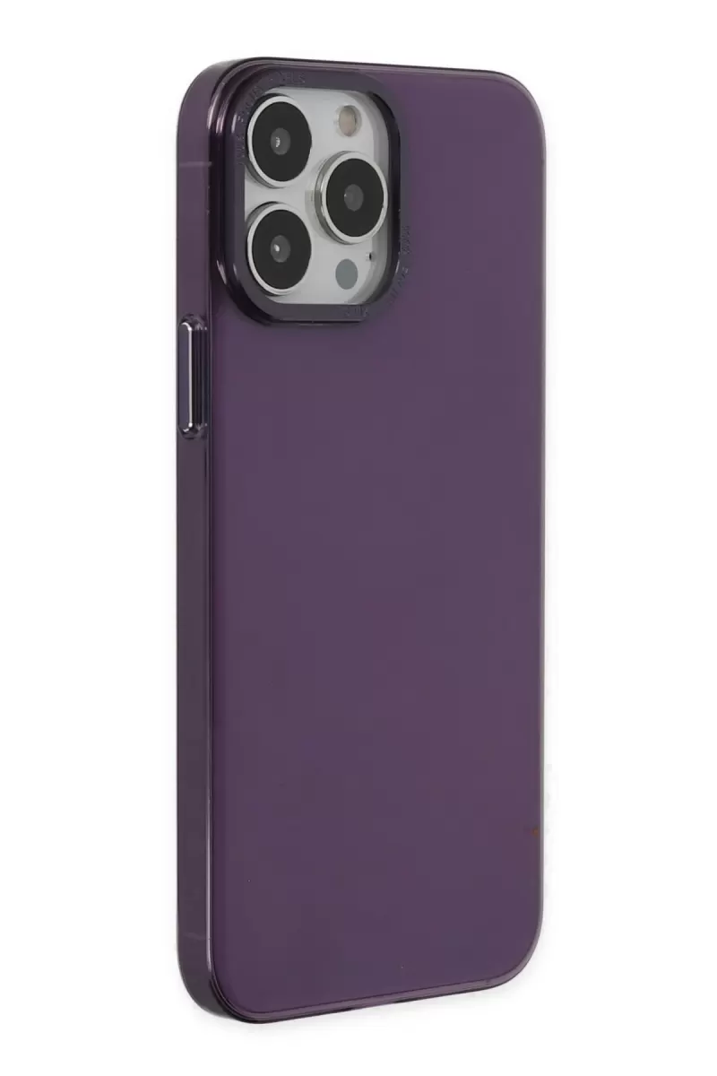 Newface Apple iPhone 13 Pro Max Kılıf Anka PC Sert Metal Kapak - Mor
