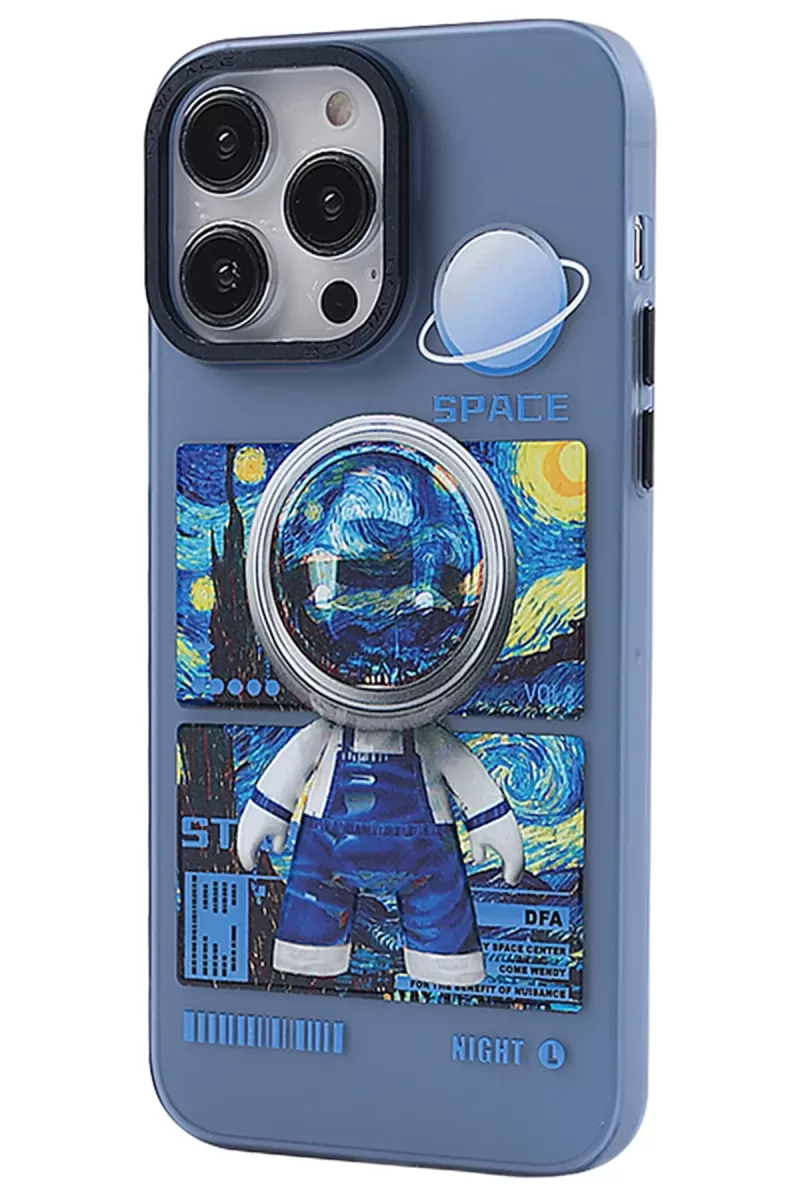 Newface Apple iPhone 14 Pro Kılıf Prada Desenli Kapak - Prada Mavi - 1