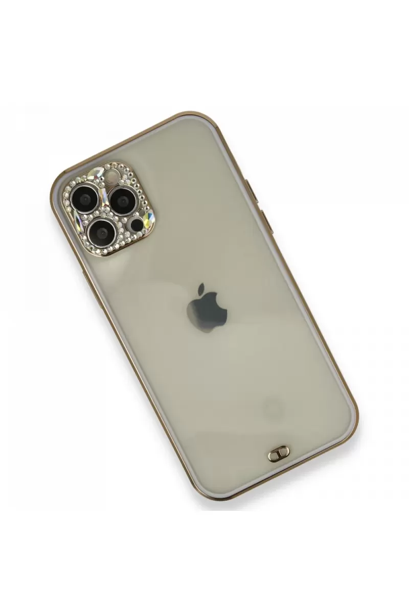 Newface Apple iPhone 12 Pro Kılıf Liva Taşlı Silikon - Mor