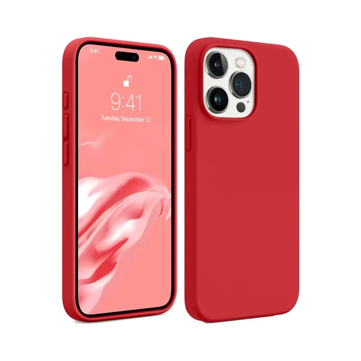 Newface Apple iPhone 15 Pro Kılıf First Silikon - Kırmızı
