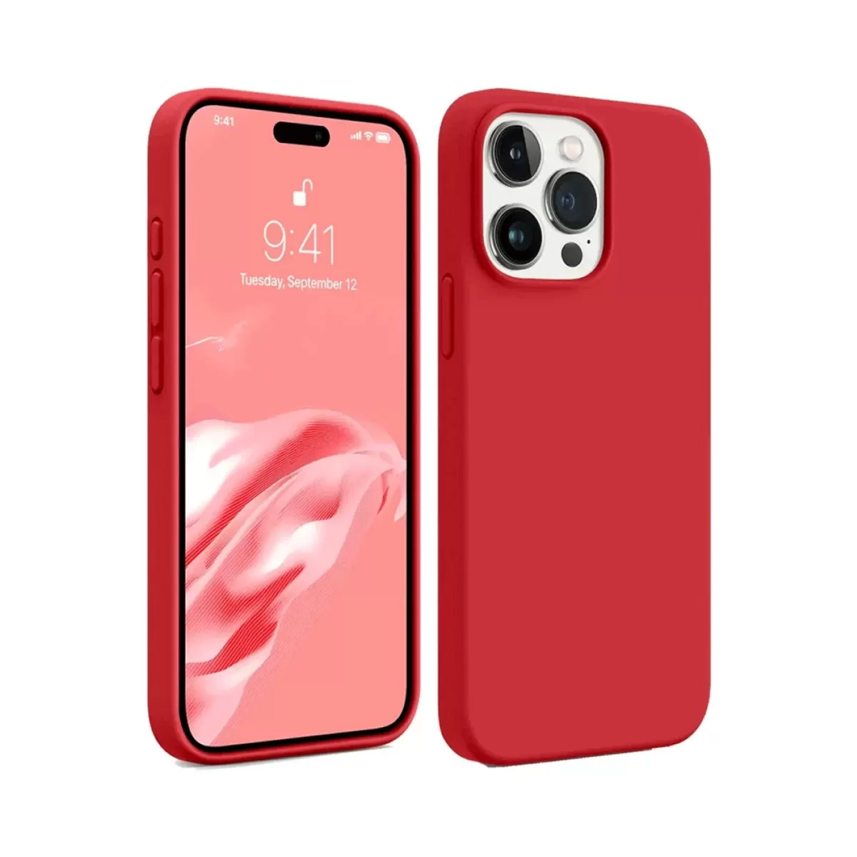 Newface Apple iPhone 15 Pro Kılıf First Silikon - Kırmızı