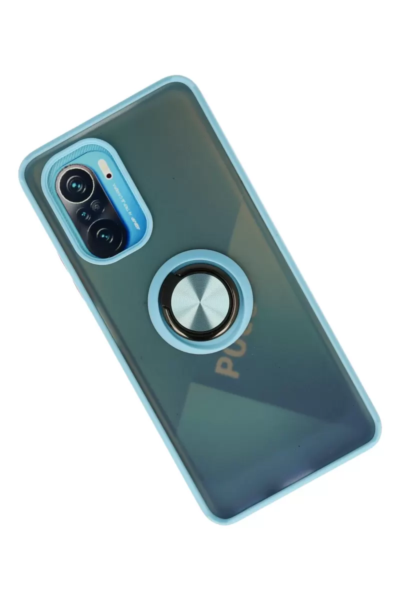 Newface Xiaomi Redmi K40 Kılıf Montreal Yüzüklü Silikon Kapak - Buz Mavi