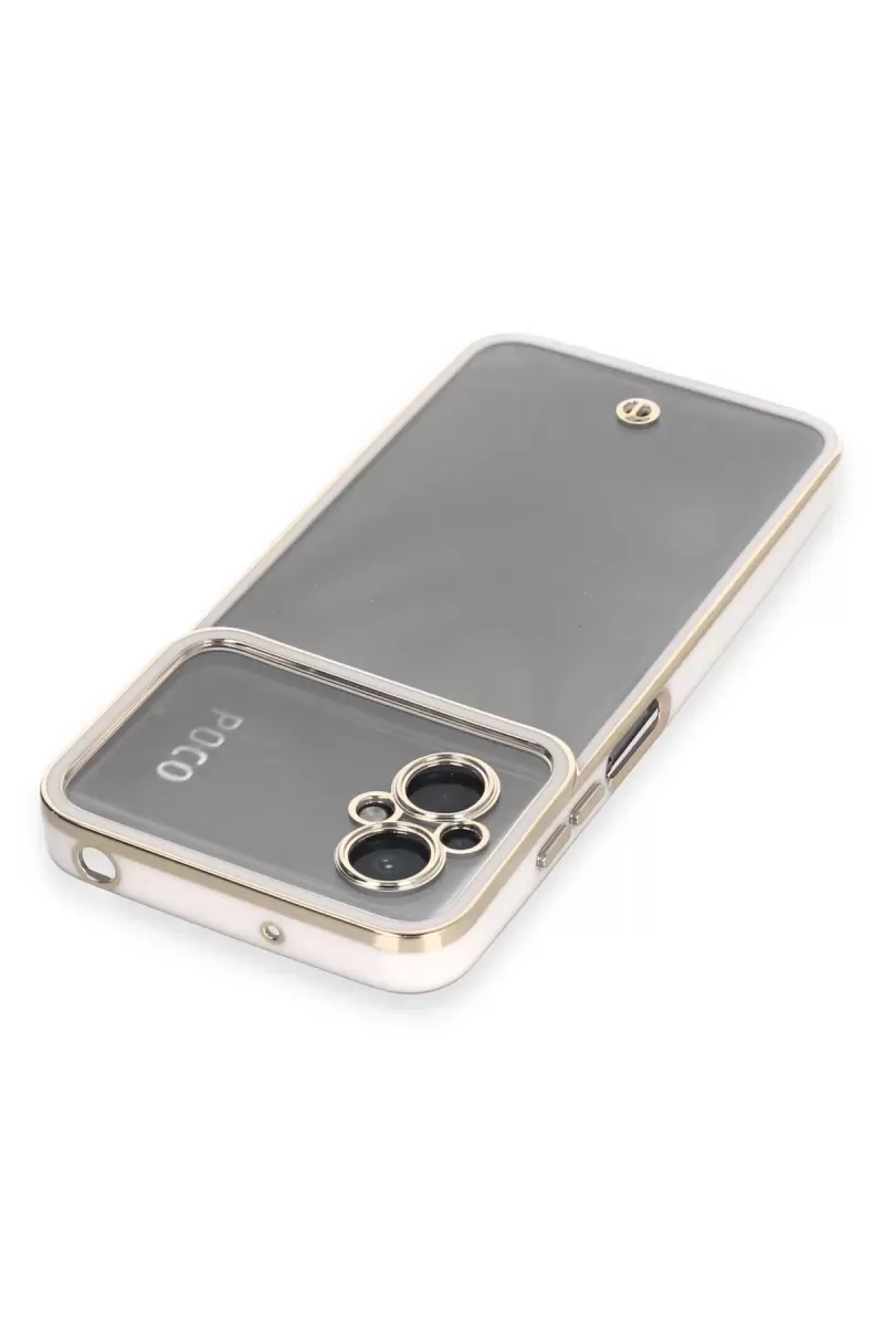 Newface Xiaomi Poco M5 Kılıf Liva Lens Silikon - Beyaz