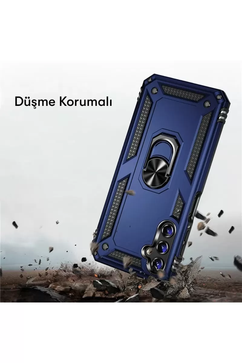 Newface Samsung Galaxy A04S Kılıf Sofya Yüzüklü Silikon Kapak - Siyah