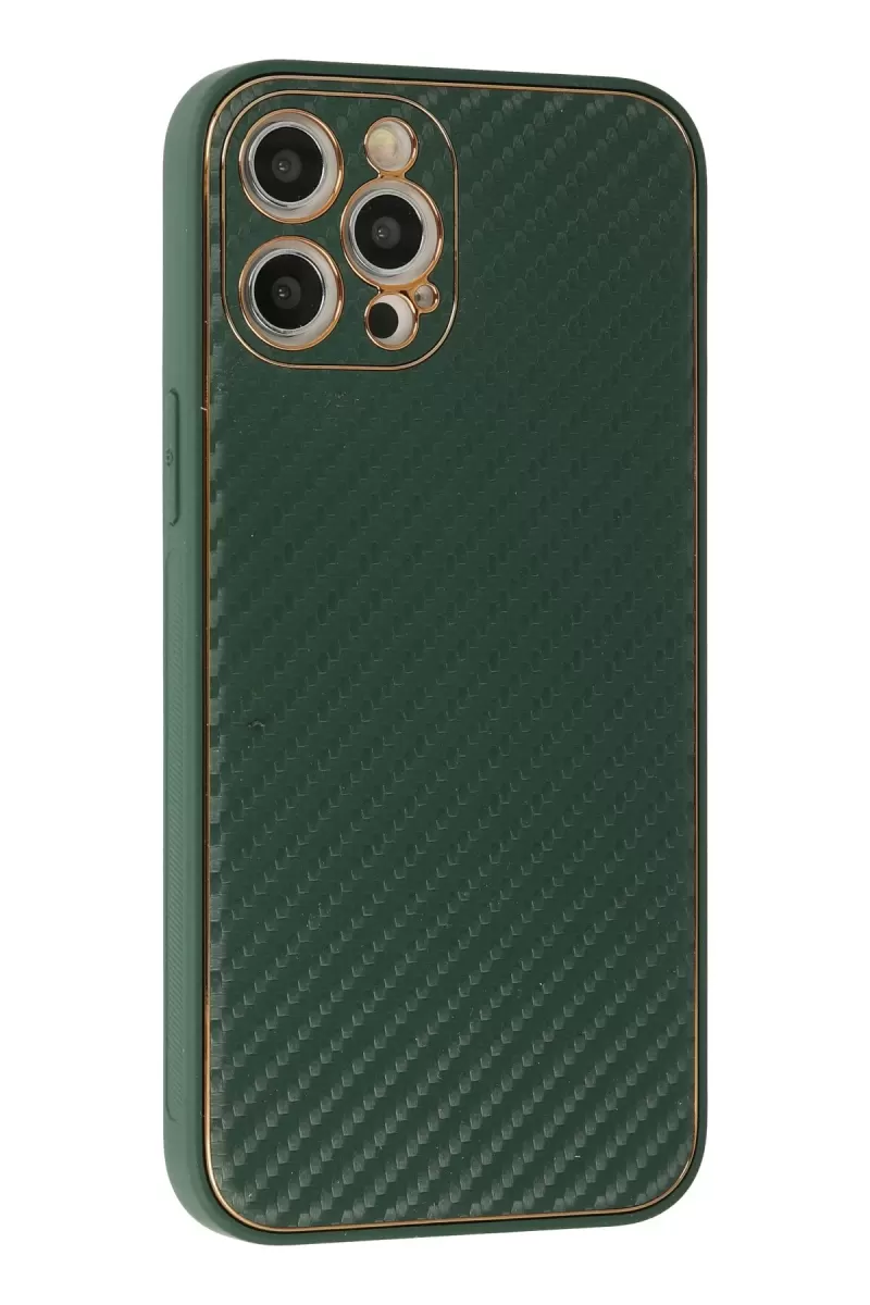 Newface Apple iPhone 12 Pro Max Kılıf Coco Karbon Silikon - Yeşil