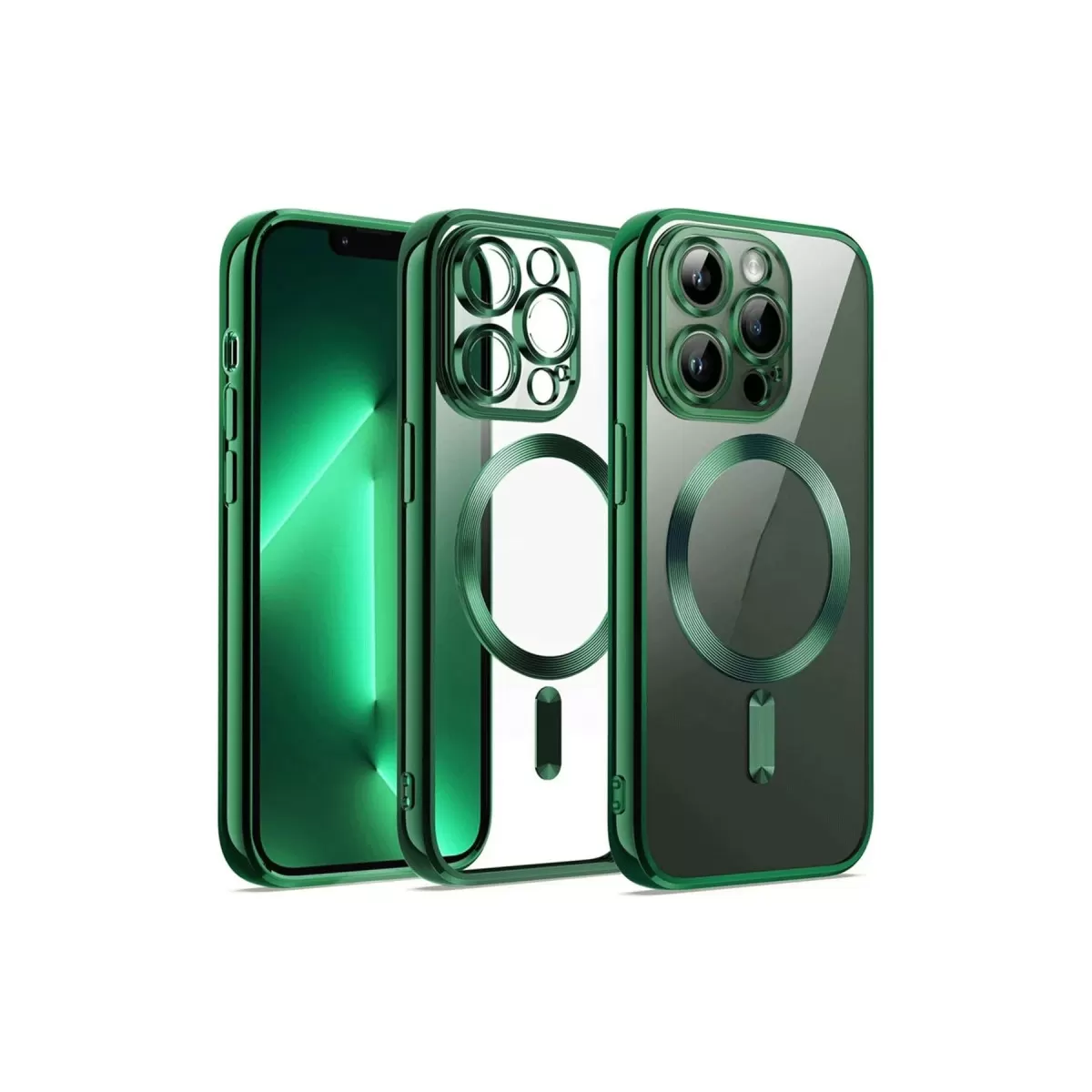 Newface Apple iPhone 12 Pro Kılıf Kross Magneticsafe Kapak - Koyu Yeşil