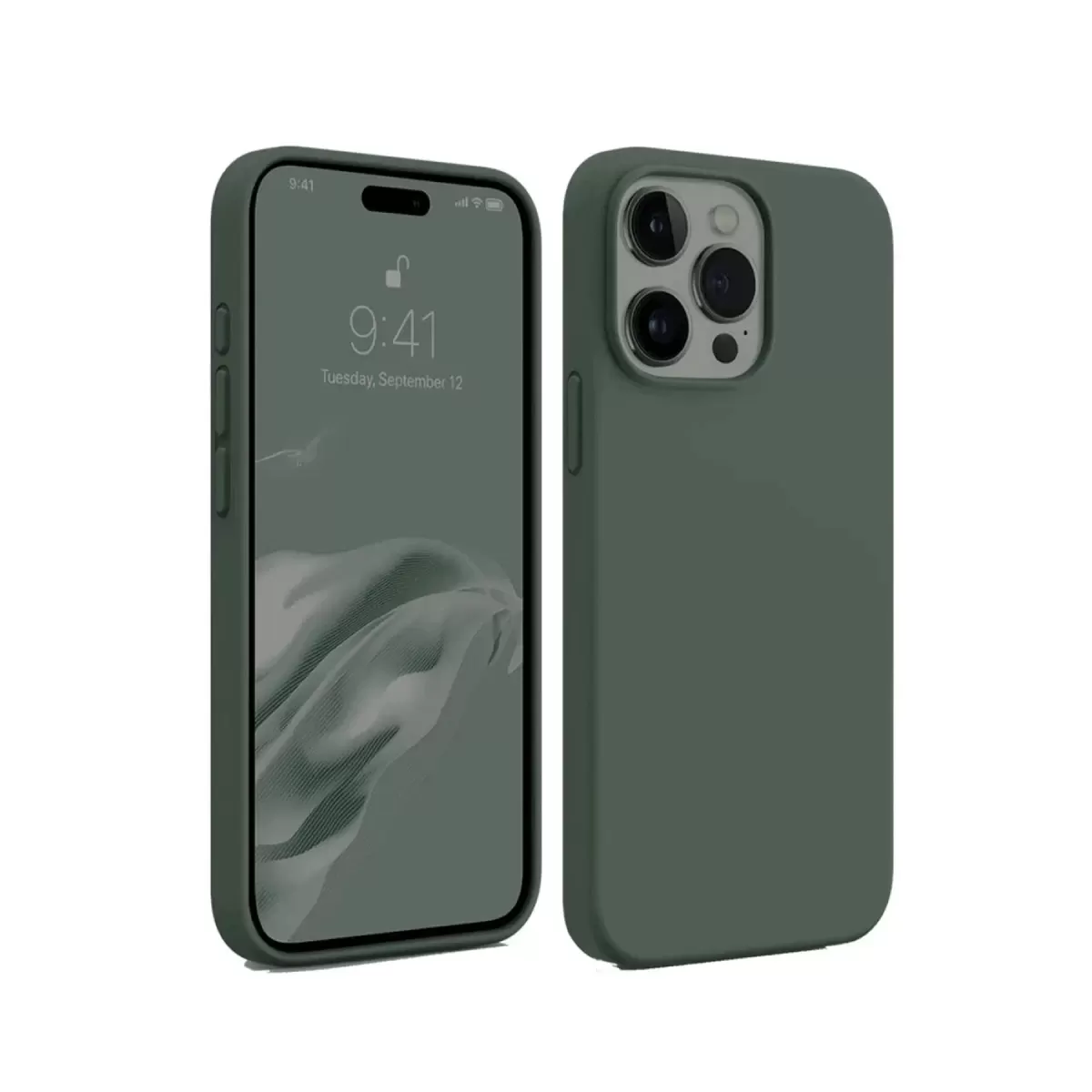Newface Apple iPhone 15 Pro Kılıf First Silikon - Koyu Yeşil