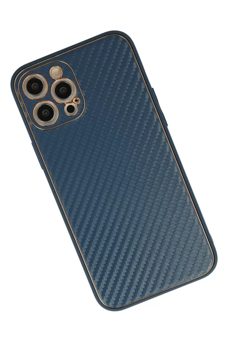 Newface Apple iPhone 12 Pro Max Kılıf Coco Karbon Silikon - Mavi