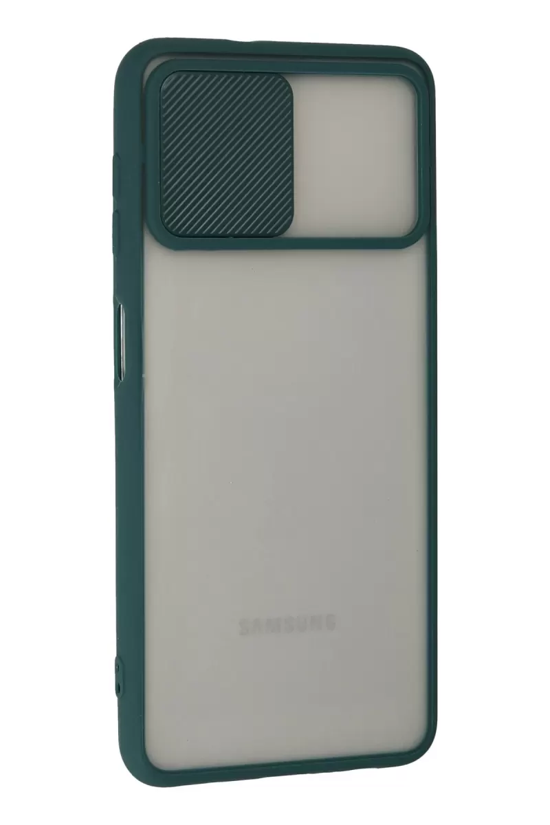Newface Samsung Galaxy A22 Kılıf Palm Buzlu Kamera Sürgülü Silikon - Yeşil