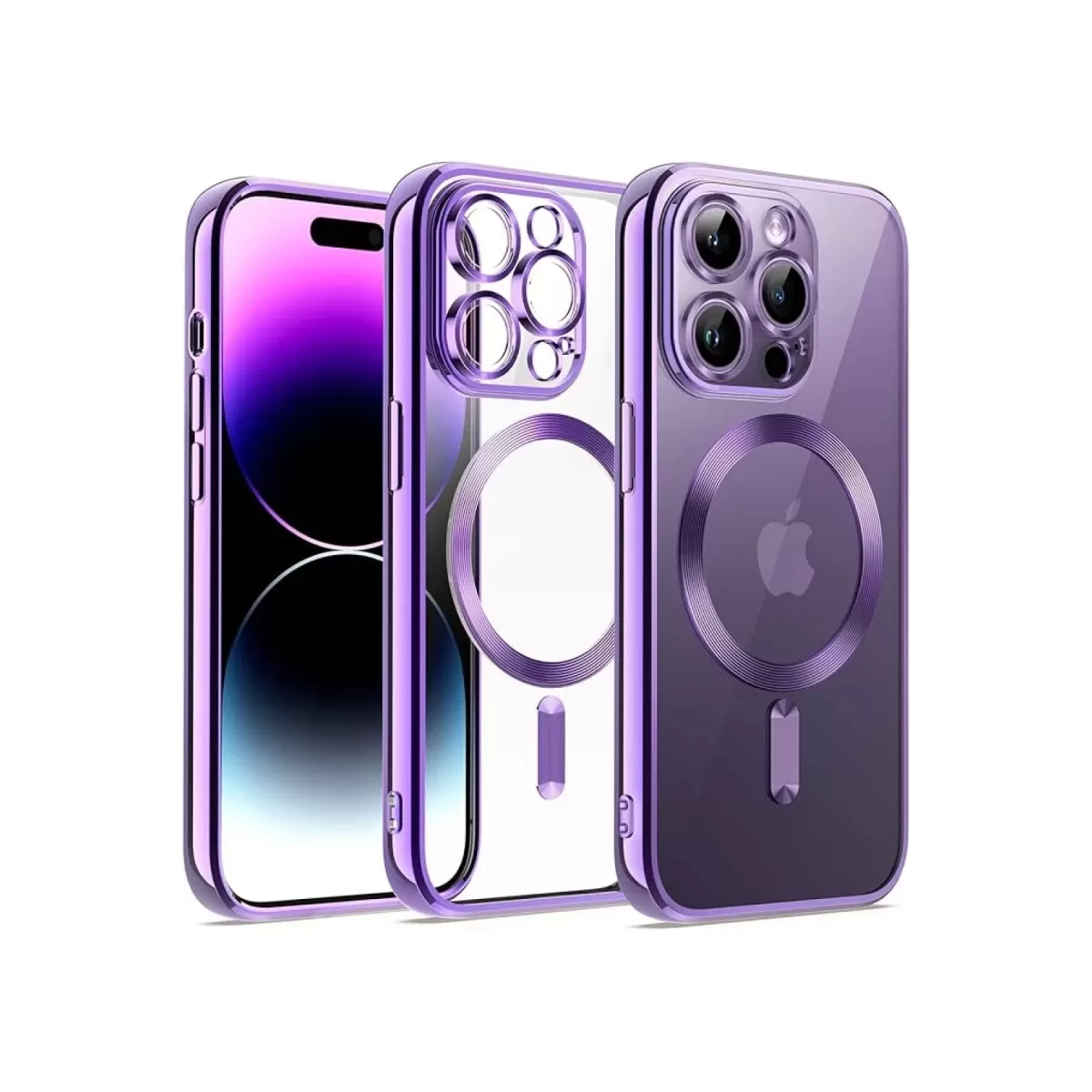 Newface Apple iPhone 12 Pro Kılıf Kross Magneticsafe Kapak - Mor