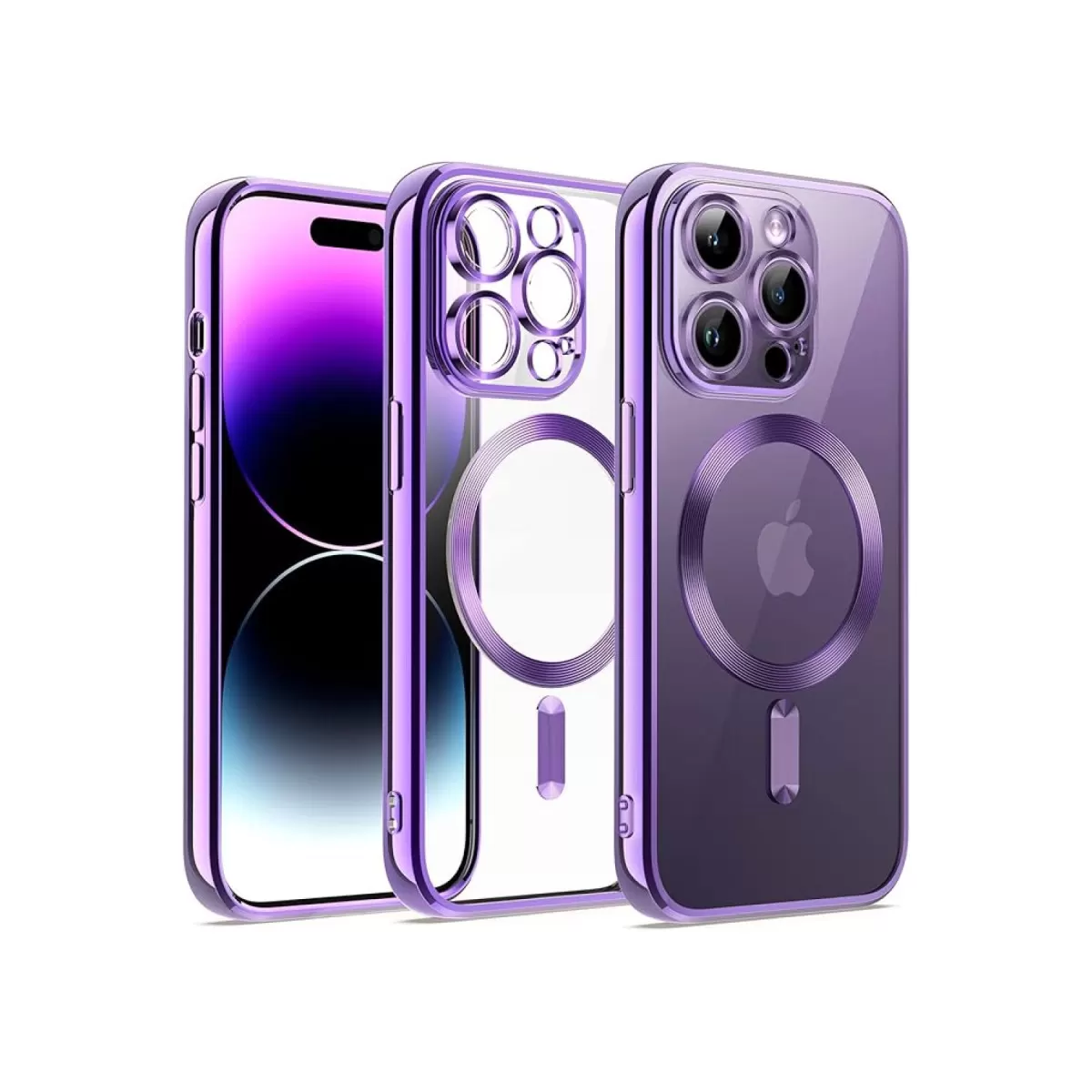 Newface Apple iPhone 12 Pro Kılıf Kross Magneticsafe Kapak - Mor