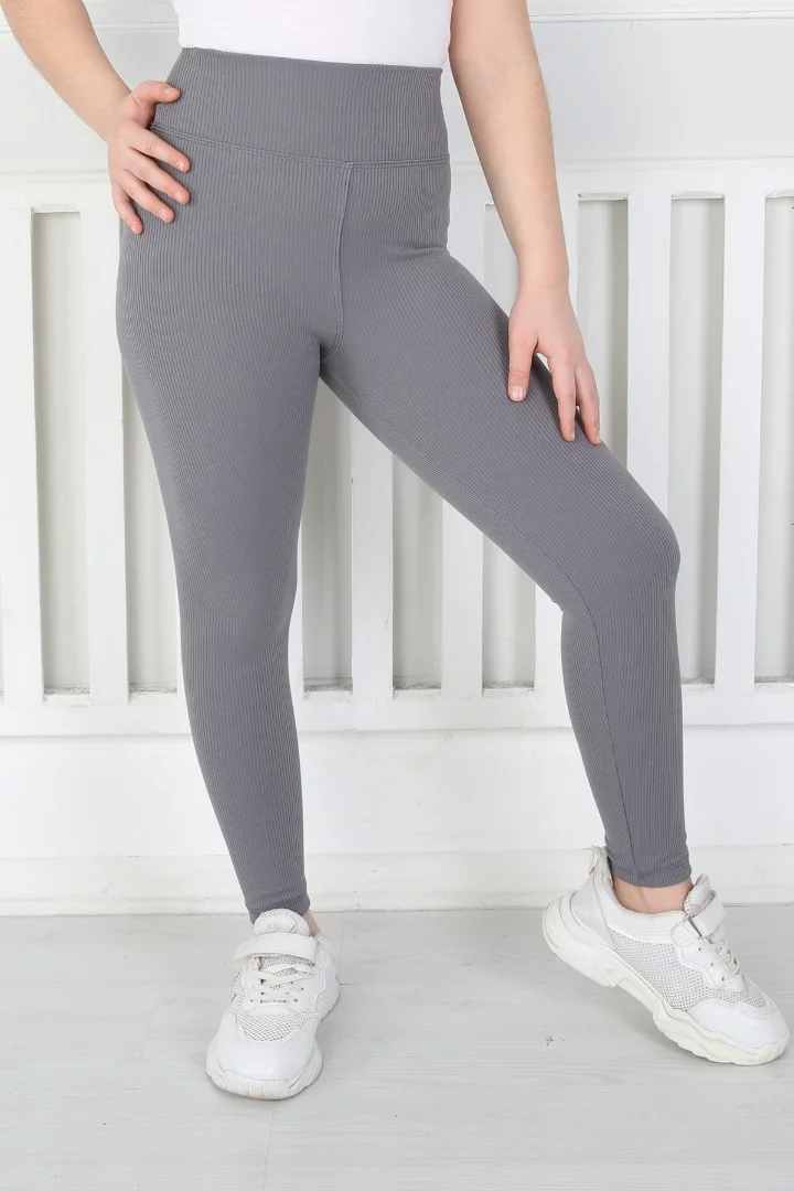 Dar Paça Birinci Kalite Fitilli Kumaş Antrasit Kız Çocuk Günlük Tayt