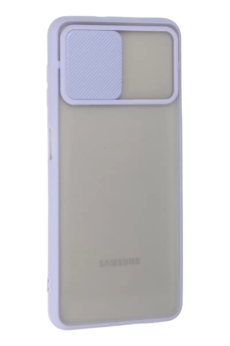 Newface Samsung Galaxy A22 Kılıf Palm Buzlu Kamera Sürgülü Silikon - Lila
