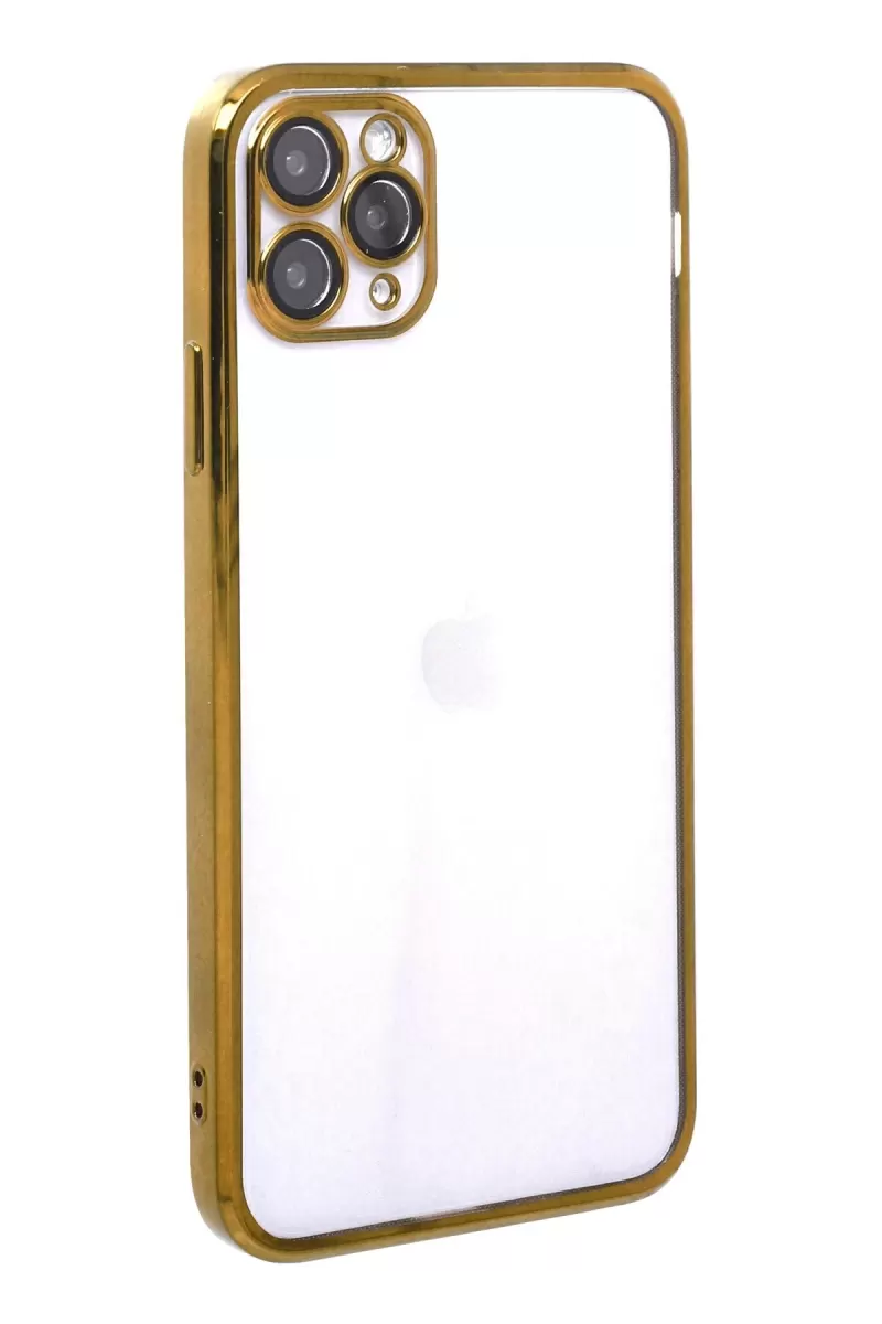 Newface Apple iPhone 11 Pro Kılıf Razer Lensli Silikon - Gold