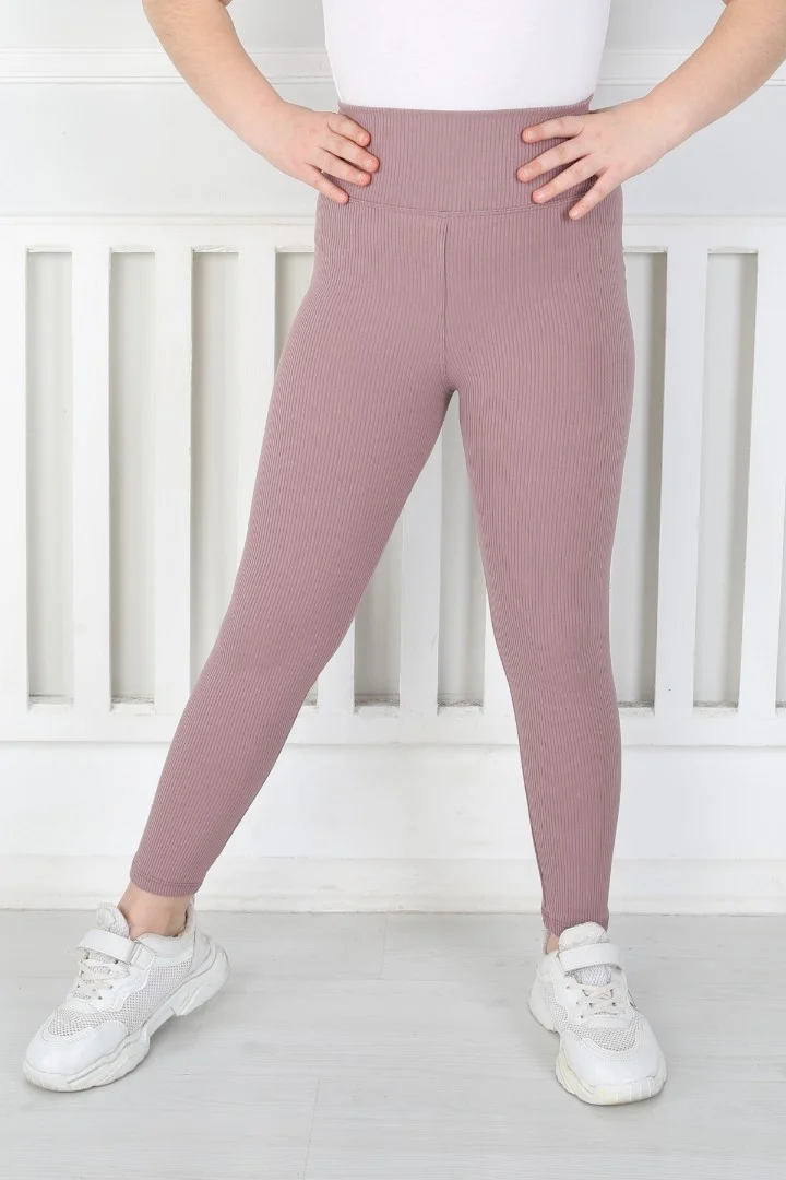 Dar Paça Birinci Kalite Fitilli Kumaş Mürdüm Kız Çocuk Günlük Tayt