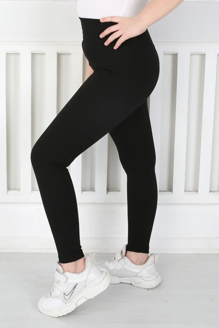 Dar Paça Birinci Kalite Fitilli Kumaş Siyah Kız Çocuk Günlük Tayt