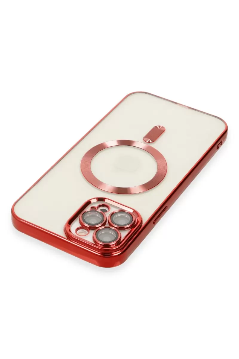 Newface Apple iPhone 12 Pro Max Kılıf Kross Magneticsafe Kapak - Kırmızı