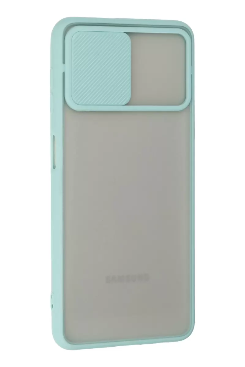 Newface Samsung Galaxy A22 Kılıf Palm Buzlu Kamera Sürgülü Silikon - Turkuaz