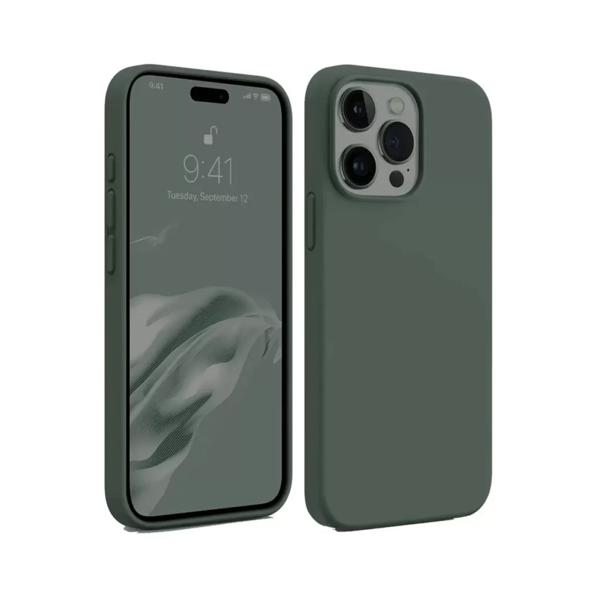 Newface Apple iPhone 15 Pro Max Kılıf First Silikon - Koyu Yeşil