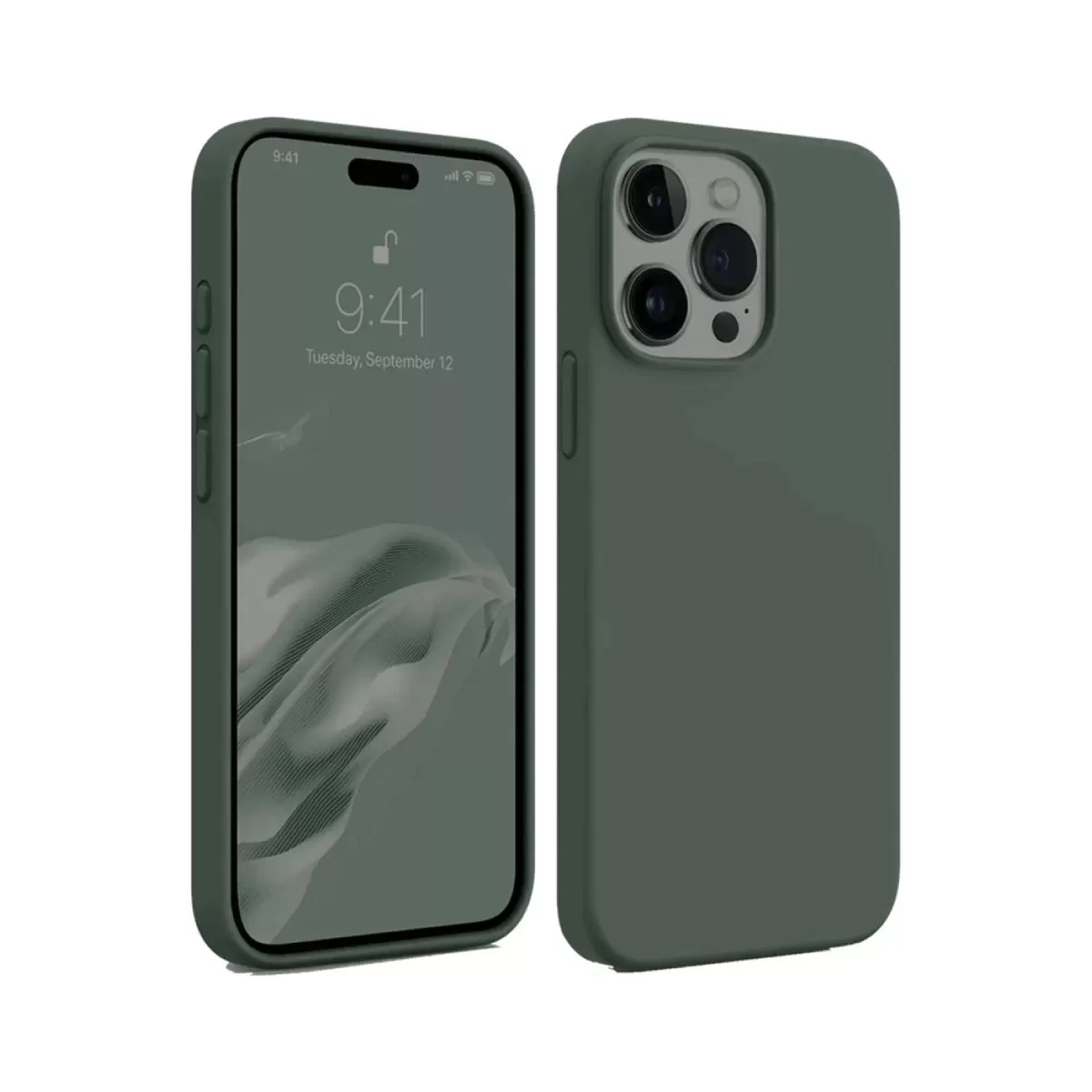 Newface Apple iPhone 15 Pro Max Kılıf First Silikon - Koyu Yeşil