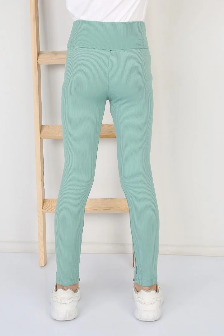 Fitilli Şardonlu Mint Kız Çocuk Günlük Tayt