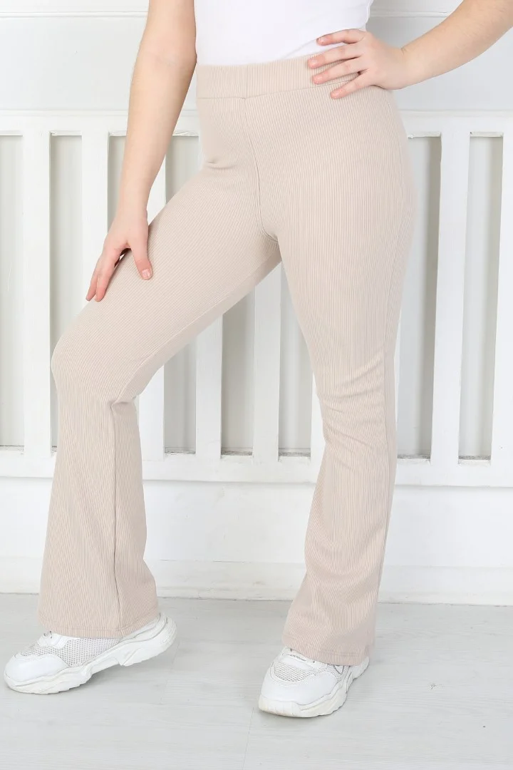 İspanyol Paça Birinci Kalite Fitilli Kumaş Vizon Kız Çocuk Günlük Tayt