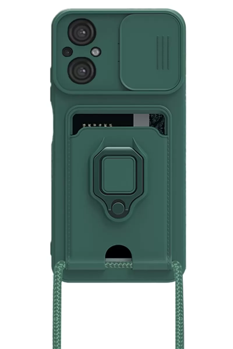 Newface Xiaomi Poco M5 Kılıf Zuma Kartvizitli Yüzüklü Silikon - Yeşil