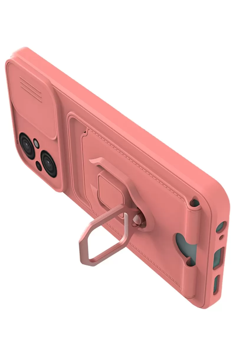 Newface Xiaomi Poco M5 Kılıf Zuma Kartvizitli Yüzüklü Silikon - Pembe