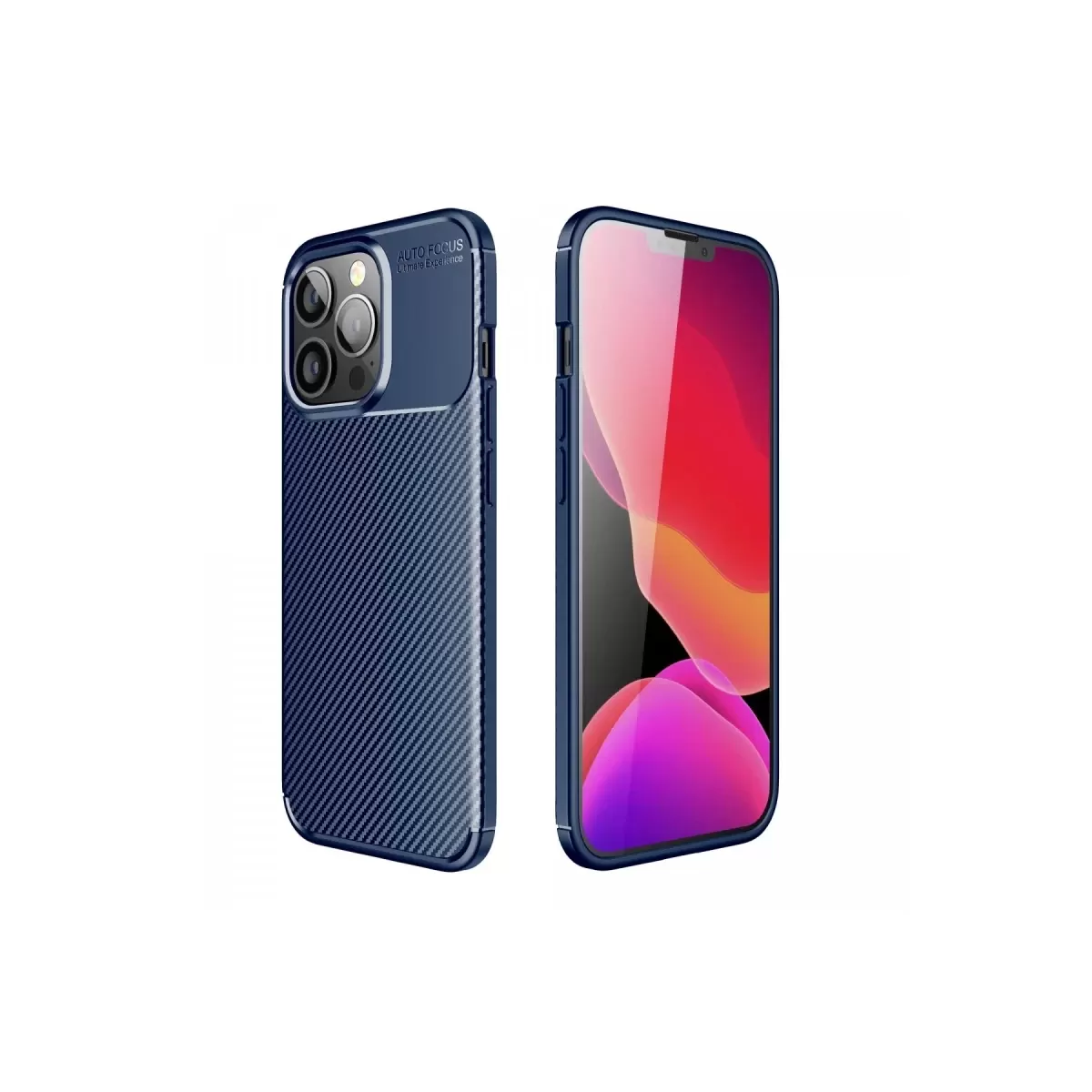Newface Apple iPhone 13 Pro Kılıf Auto Focus Karbon Kapak - Lacivert
