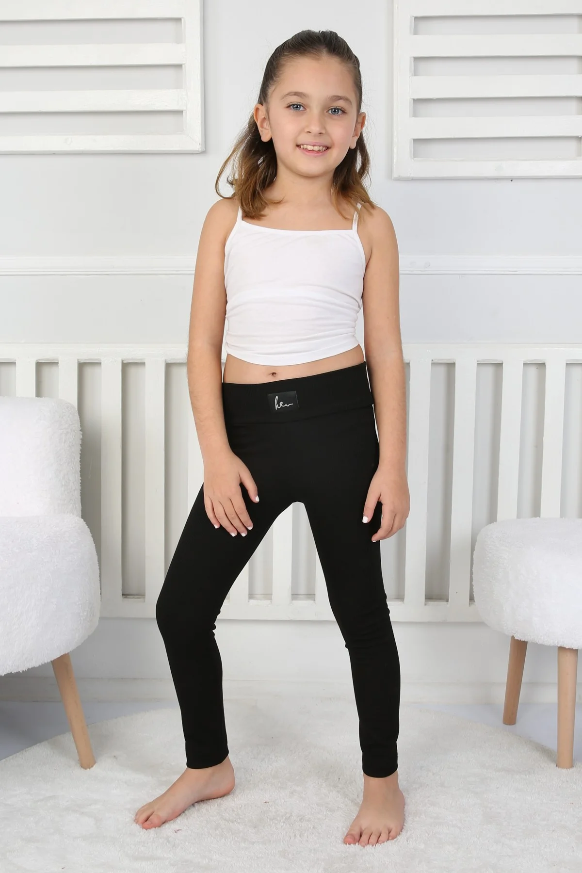 Şardonlu Fitilli Kumaş Arma Detaylı Kız Çocuk Günlük Tayt