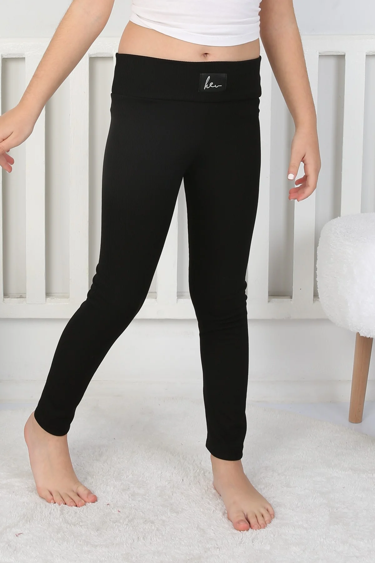 Şardonlu Fitilli Kumaş Arma Detaylı Kız Çocuk Günlük Tayt